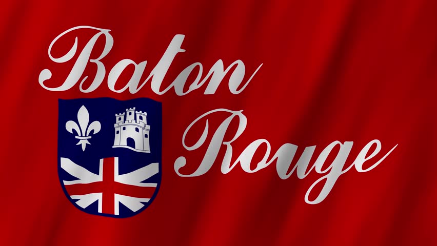 Baton Rouge City Flag Waving, Louisiana Capital 4K Animation