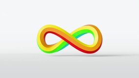 Glossy 3D infinity symbol spinning and shimmering with vivid rainbow colors on light background, symbolizing neurodiversity and Autism Awareness Day. - Powered by Shutterstock - Get 15% off with code: PIKWIZARD15