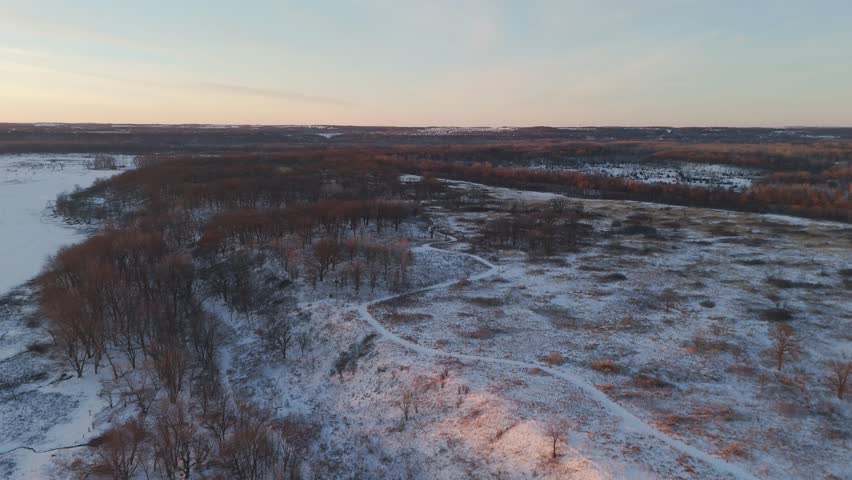 Aerial view of Minnesota valley during winter