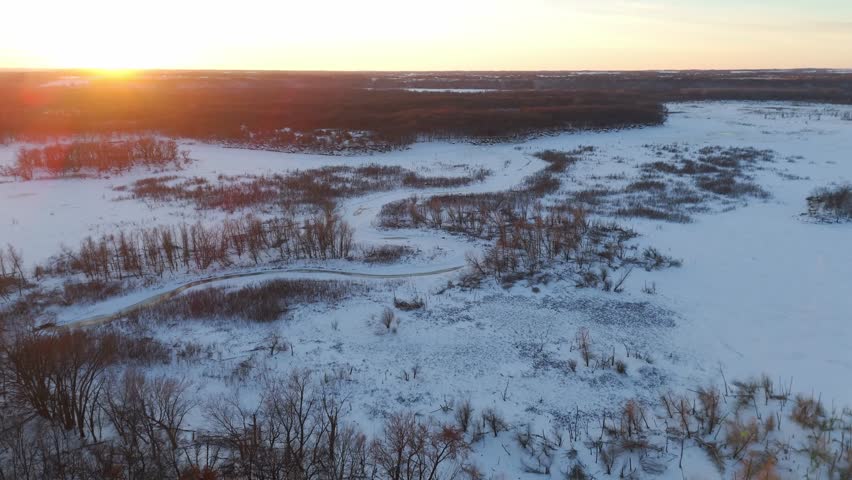 Minnesota valley landscape during a winter sunset