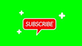 Seamless looping 4k motion graphic of white subscribe text inside a pulsing red speech bubble shape, isolated on a green screen background for convenient keying and video layering - Powered by Shutterstock - Get 15% off with code: PIKWIZARD15