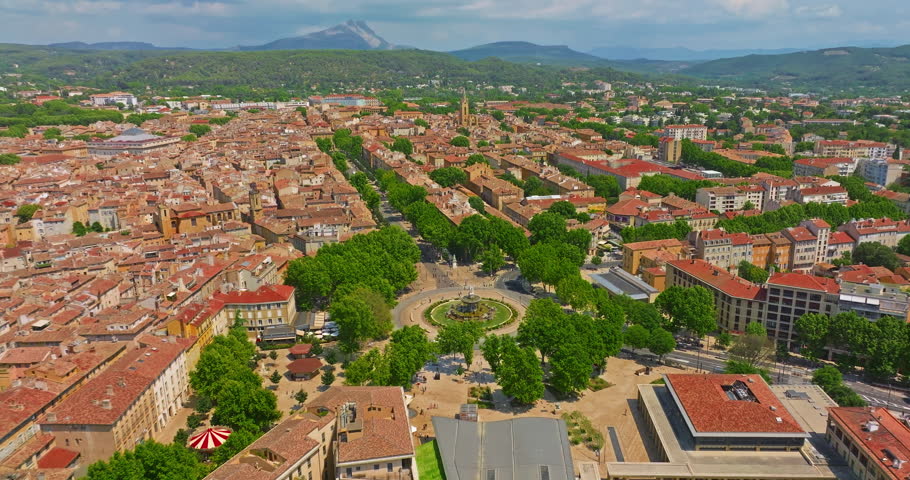 Aerial view old town of Aix-en-Provence in the Provence, south France