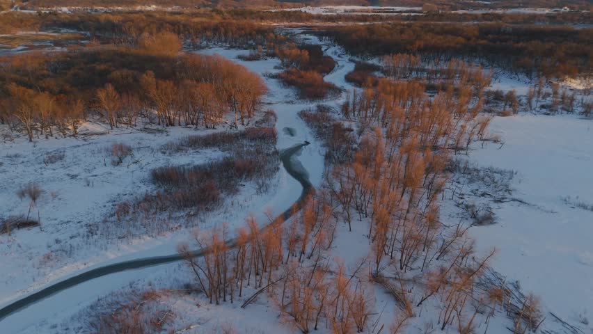 Warm winter sunset over the Minnesota Valley