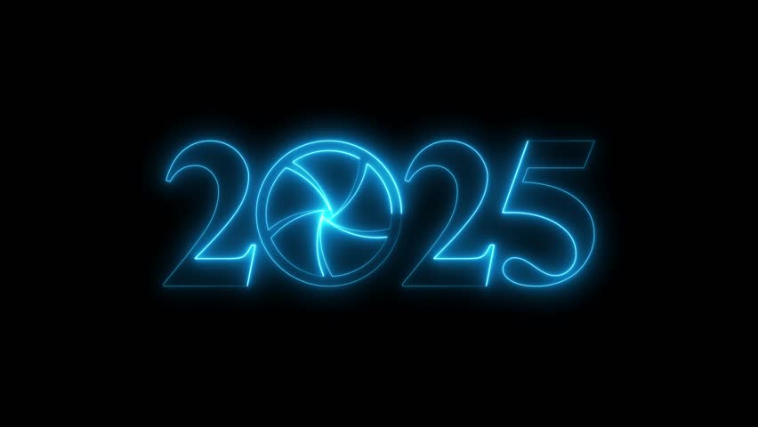 2025 Lens Aperture Animation, Futuristic Camera Shutter Photography Technology Year Intro Seamless Loop