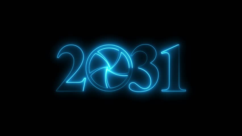 2031 Lens Aperture Animation, Futuristic Camera Shutter Photography Technology Year Intro Seamless Loop