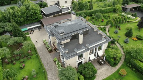 Aerial Drone Circling Luxury House