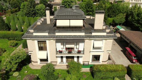 Fast Drone Pullback Ascent Revealing Villas