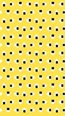 Cute Japanese onigiri rice food seamless pattern loop animation. motion background.