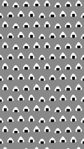 Cute Japanese onigiri rice balls seamless pattern loop animation. motion background.