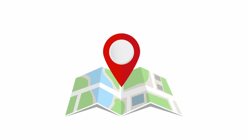 Pin map location animated horizontal Full HD video on white background