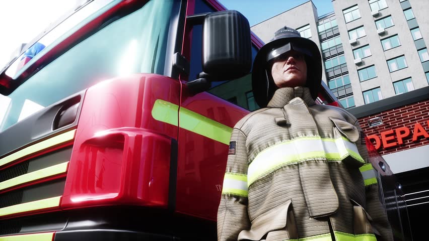 fire truck near the fire station. Fire department.