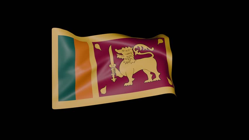 Sri Lanka Waving National Flag Waving on Black Background	
