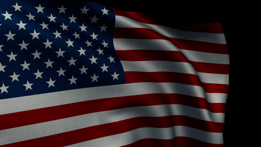 Flag of the USA with continuous fabric movement on the alpha channel. 3D Illustration