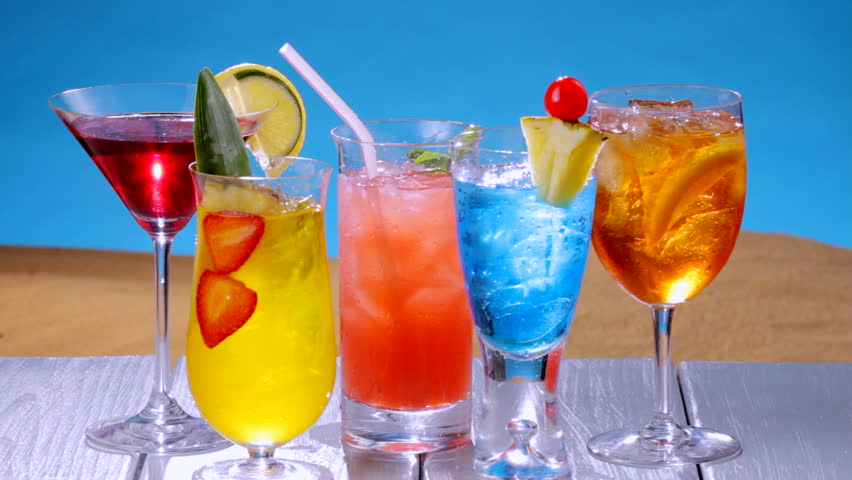 Taking colorful summer drinks