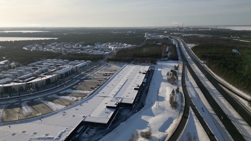 Aerial view of Kuivasranta district in Oulu, Finland