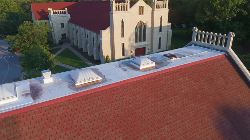 Cathedral of The Ozarks, Primary Chapel For The John Brown University In Siloam Springs, Arkansas, USA. - aerial shot