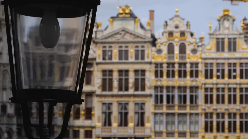 Street view around the old town and  grand place of the city in Brussels, Belgium on a sunny day in summer