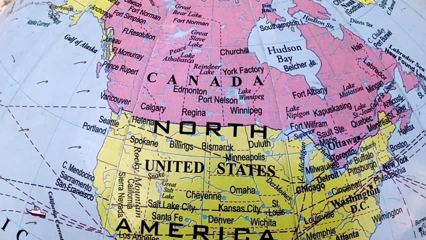 Canada and United States of America map
