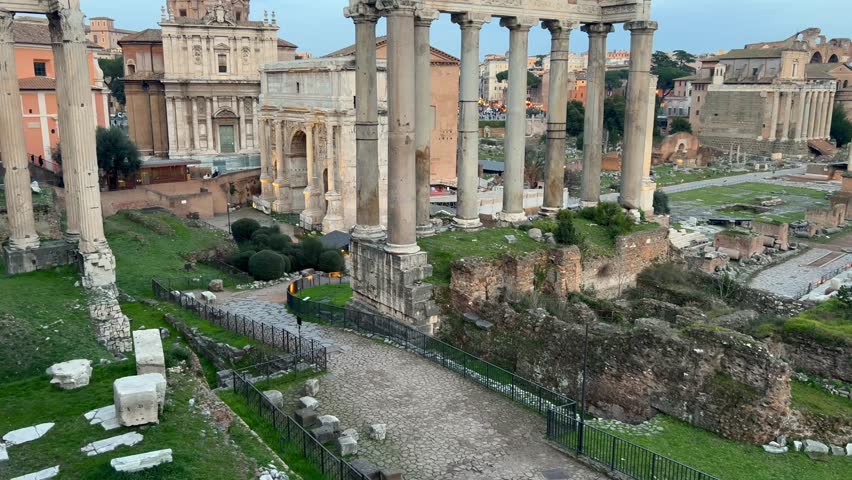 The Roman Forum and the remains of ancient Rome, Italy. 
