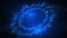 Blue glowing particle vortex forming a digital cosmic tunnel. Abstract futuristic technology background with flowing energy waves and dynamic motion. - Powered by Shutterstock - Get 15% off with code: PIKWIZARD15