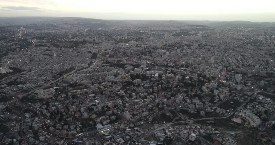 Jerusalem City, Israel. View to Jerusalem Old Town. Drone
