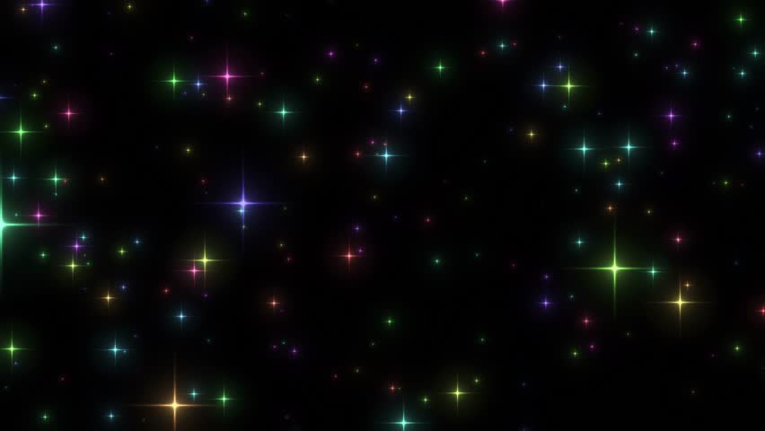 A background video with the effect of sparkling, colorful particles flying from the back of the screen to the front.