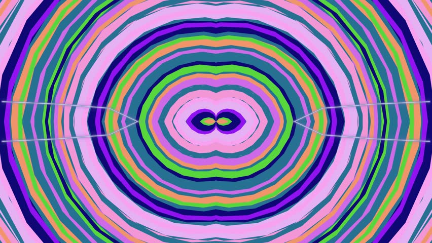 concentric oval tunnel pattern in pink purple green and blue