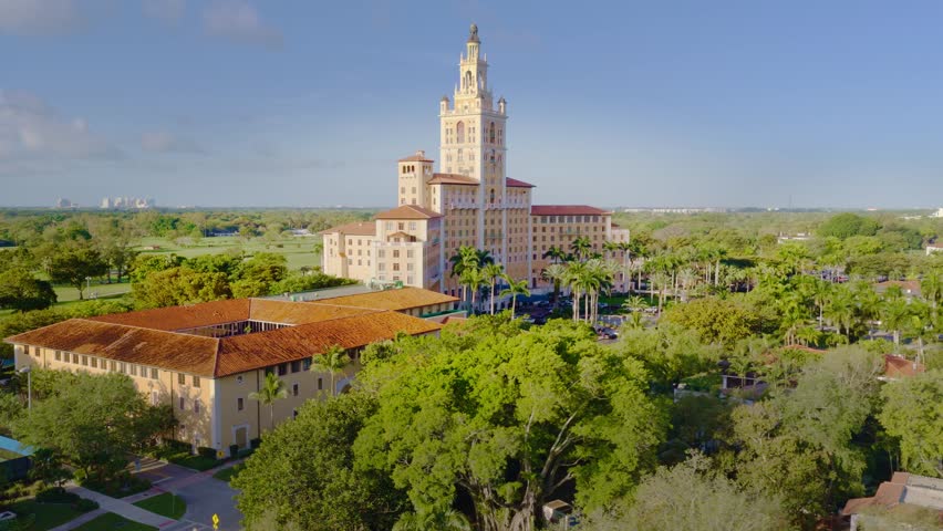 Miami, Florida, USA - March 12, 2026, Biltmore Hotel Drone footage