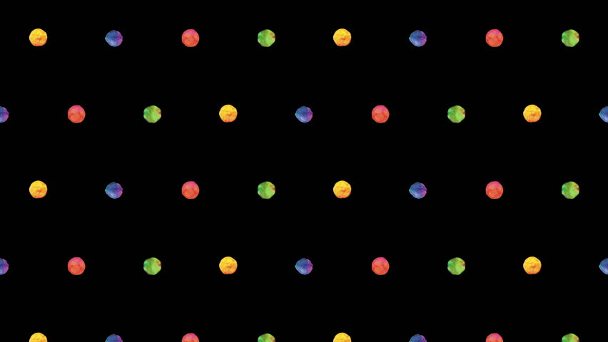Vibrant hand-painted watercolor dots seamless loop animation. motion background.