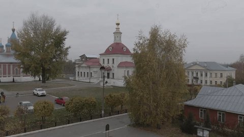 Drone Flying Forward Ascending near Kolomna Church