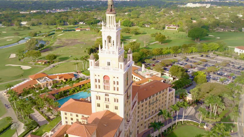 Miami, Florida, USA - March 12, 2026, Biltmore Hotel Drone footage