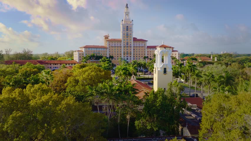 Miami, Florida, USA - March 12, 2026, Biltmore Hotel Drone footage