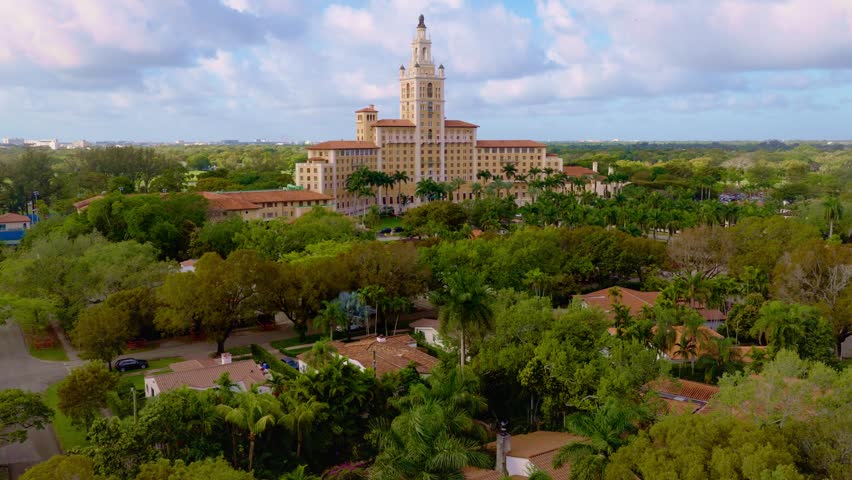 Miami, Florida, USA - March 12, 2026, Biltmore Hotel Drone footage