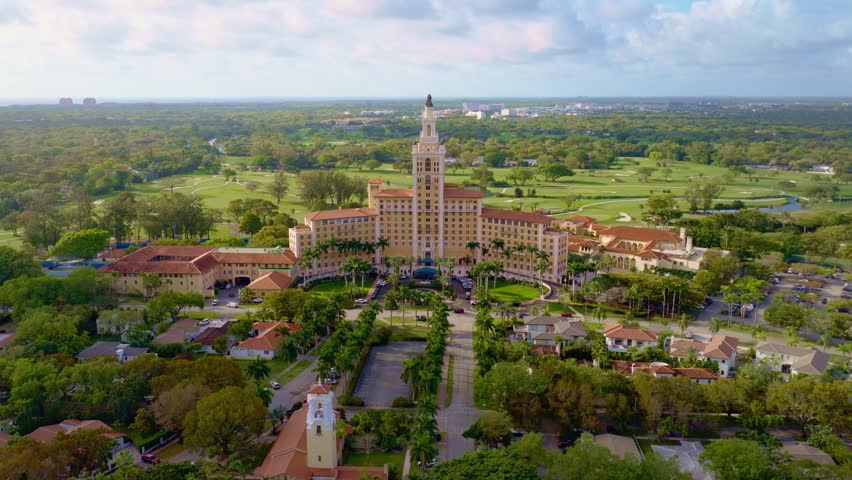 Miami, Florida, USA - March 12, 2026, Biltmore Hotel Drone footage