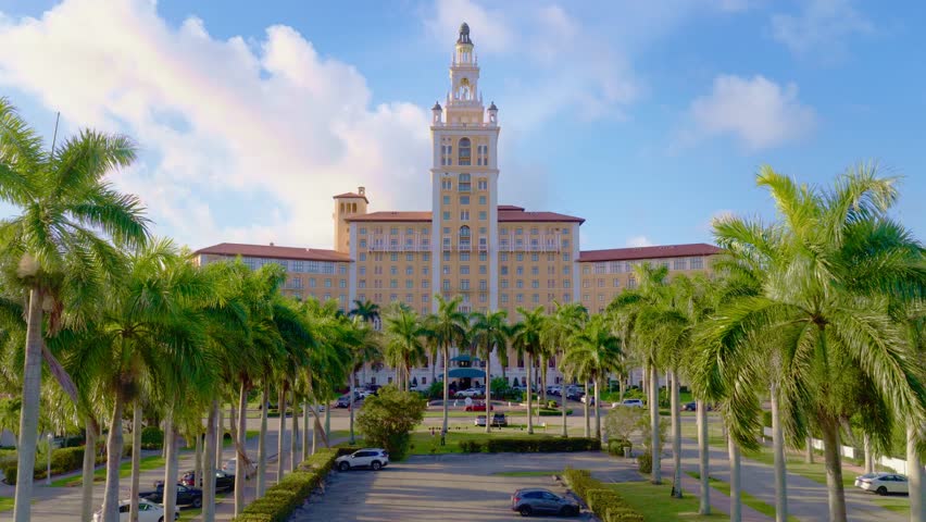 Miami, Florida, USA - March 12, 2026, Biltmore Hotel Drone footage
