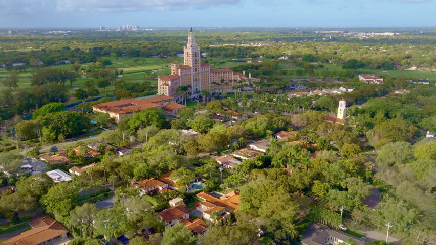 Miami, Florida, USA - March 12, 2026, Biltmore Hotel Drone footage