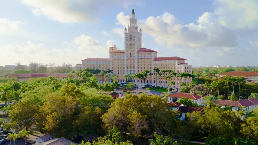Miami, Florida, USA - March 12, 2026, Biltmore Hotel Drone footage