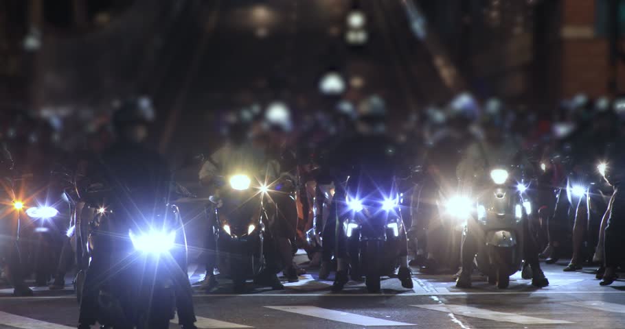 A night cityscape of traffic jam near Taipei bridge telephoto shot