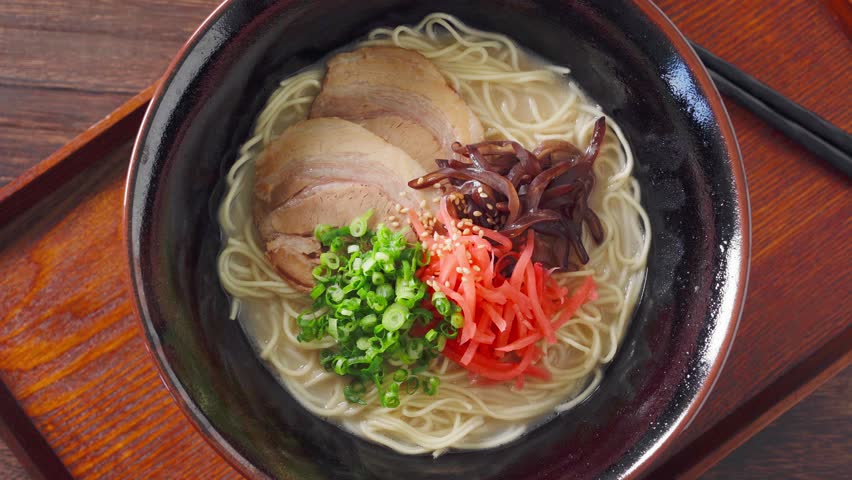Tonkotsu ramen with chashu and toppings