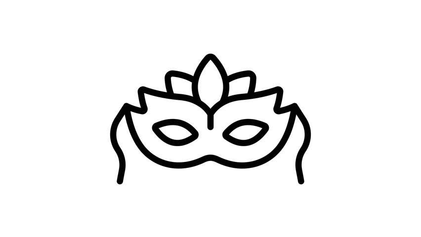 Modern line style animated icon showing a masquerade mask