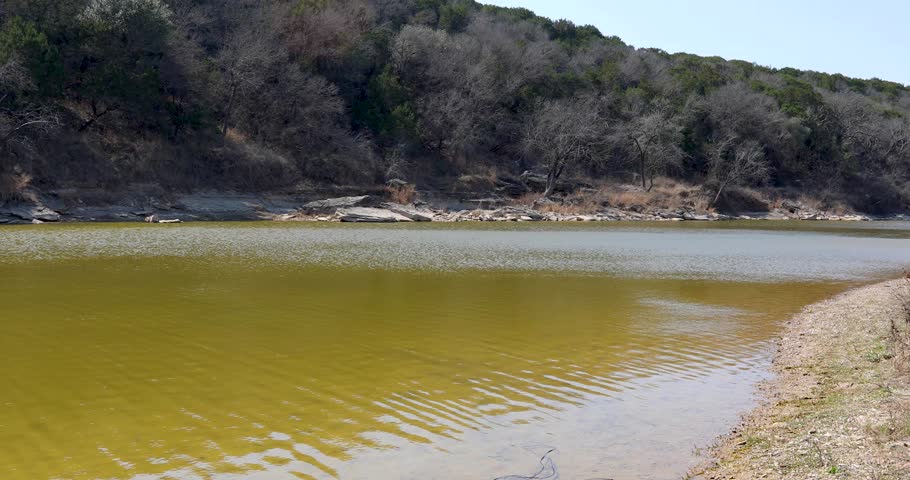 Static video of the Brazos River below Lake Granbury near Sandy Beach Park in Texas