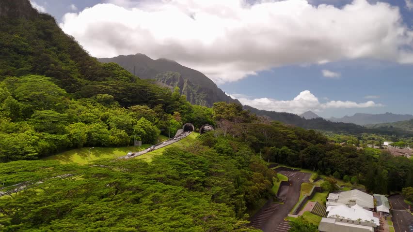 Aerial View of Kamehameha Highway Kaneohe Hawaii