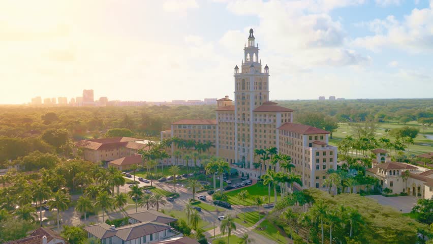 Miami, Florida, USA - March 12, 2026, Biltmore Hotel Drone footage