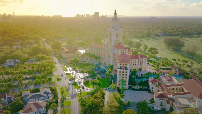 Miami, Florida, USA - March 12, 2026, Biltmore Hotel Drone footage