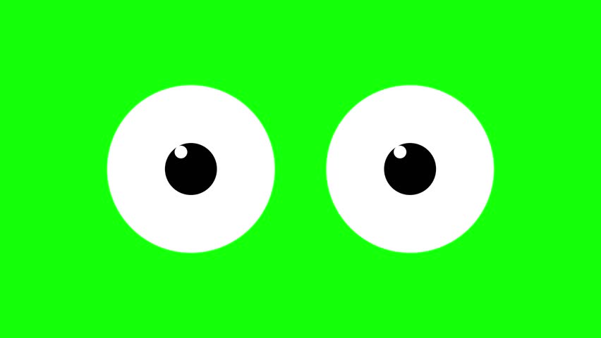 Cartoon eyes sign animation on green screen, sneer eye blinking moving sideways animated, Eye 2d Animation with alpha channel.