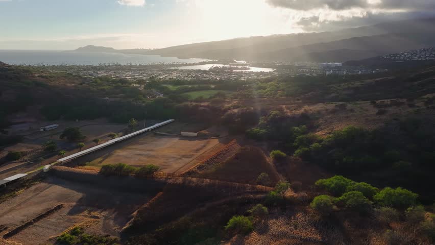 Oahu Hawaii Drone Landscape Sunset
