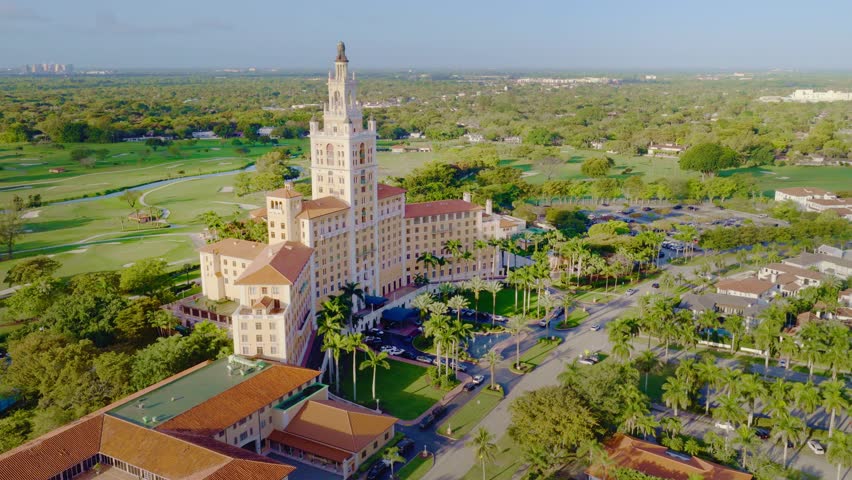 Miami, Florida, USA - March 12, 2026, Biltmore Hotel Drone footage
