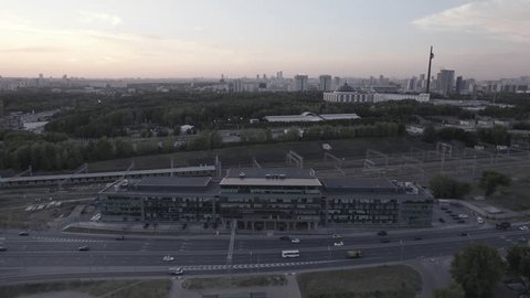 High Aerial Orbit around Moscow Business Center