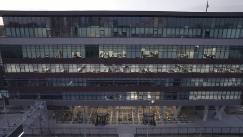 Backward Ascending Drone View Moscow Office Complex