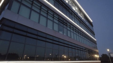 Close Drone Orbit Rising along Moscow Business